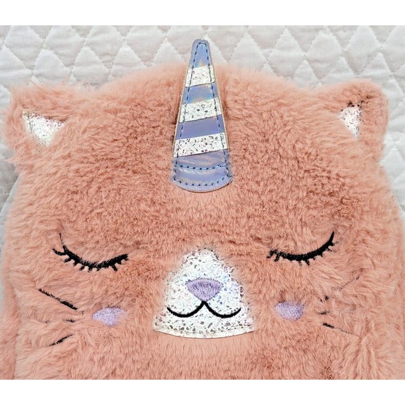UnderOneSky Girls Soft Plush Mini Backpack Unicorn Adjustable Iridescent Straps - Picture 3 of 16